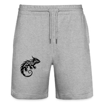 Struppiges Bartagame Tribal Drachen Tattoo - Stanley/Stella Unisex Bio Joggingshorts Trainer  - Grau meliert - Vorne - Nik (191cm) & Marisol (170cm)