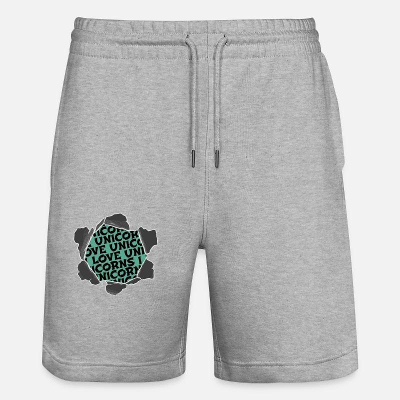 funny awesome unicorn illustrations statement - Stanley/Stella Unisex Bio Joggingshorts Trainer  - Grau meliert