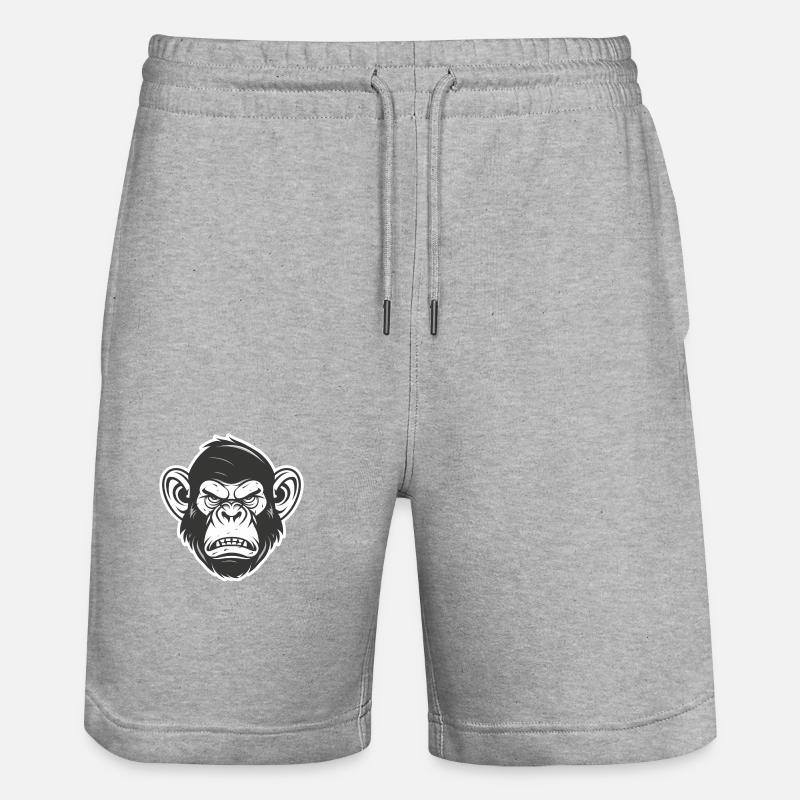 Angry Monkey - Stanley/Stella Unisex Bio Joggingshorts Trainer  - Grau meliert