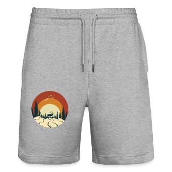 Wunderbare Natur - Stanley/Stella Unisex Bio Joggingshorts Trainer  - Grau meliert - Vorne - Nik (191cm) & Marisol (170cm)