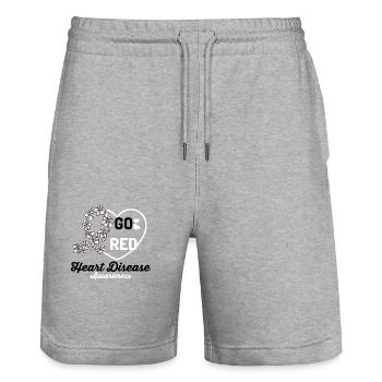 Allez rouge Dessin animé de sensibilisation aux maladies cardiaques - Short de jogging bio TRAINER Stanley/Stella unisexe - gris chiné - Devant - Nik (191cm) & Marisol (170cm)