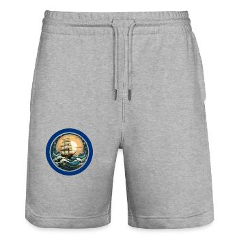Sailboat Sea Maritime Moon Ocean Nautical T Shirt - Stanley/Stella Trainer Unisex Organic Jogging Shorts - heather grey - Front - Nik (191cm) & Marisol (170cm)