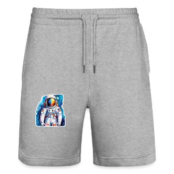 Aquarelle d’astronaute Aquarelle - Short de jogging bio TRAINER Stanley/Stella unisexe - gris chiné - Devant - Nik (191cm) & Marisol (170cm)