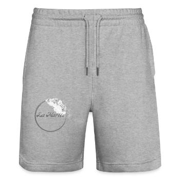 La mariée floral blanche -idée cadeau la mariée - Short de jogging bio TRAINER Stanley/Stella unisexe - gris chiné - Devant - Nik (191cm) & Marisol (170cm)