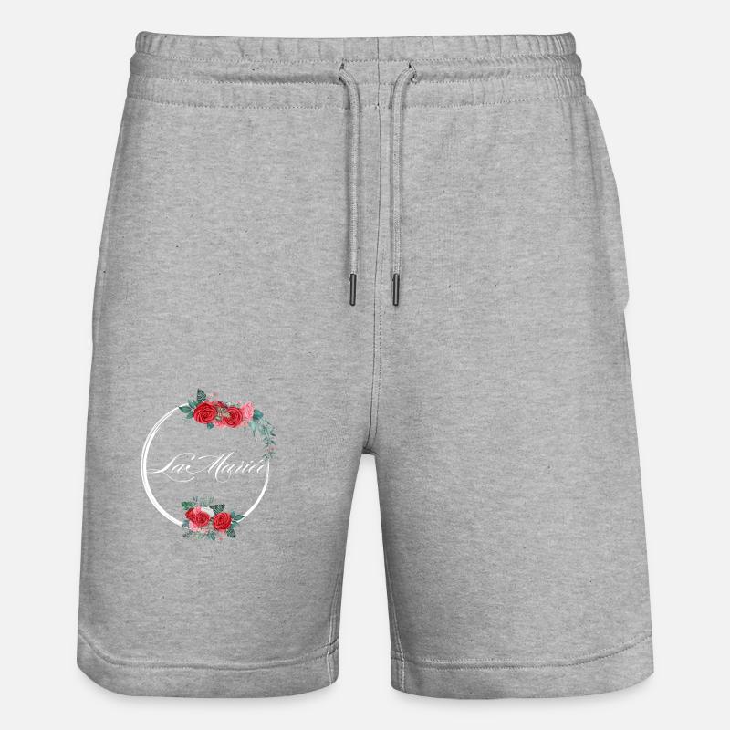 Die rote Blumenbraut - Braut Geschenkidee - Stanley/Stella Unisex Bio Joggingshorts Trainer - Grau meliert