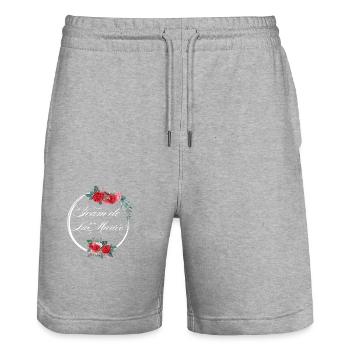 Red Floral Bride Team - Bachelorette Party Gift Idea - Stanley/Stella Trainer Unisex Organic Jogging Shorts - heather grey - Front - Nik (191cm) & Marisol (170cm)