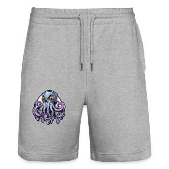 pieuvre - Short de jogging bio TRAINER Stanley/Stella unisexe - gris chiné - Devant - Nik (191cm) & Marisol (170cm)