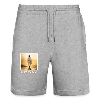 Jésus, Bible, Christ, Foi, Foi, Dieu - Short de jogging bio TRAINER Stanley/Stella unisexe - gris chiné - Devant - Nik (191cm) & Marisol (170cm)