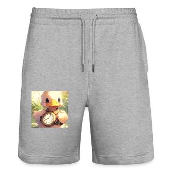 My Beautiful Duck - Stanley/Stella Trainer Unisex Organic Jogging Shorts - heather grey - Front - Nik (191cm) & Marisol (170cm)