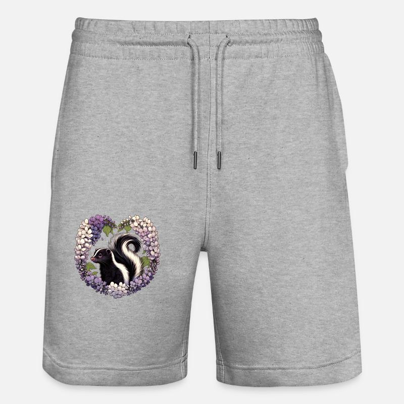 Spring Skunk Lilas - Short de jogging bio TRAINER Stanley/Stella unisexe - gris chiné