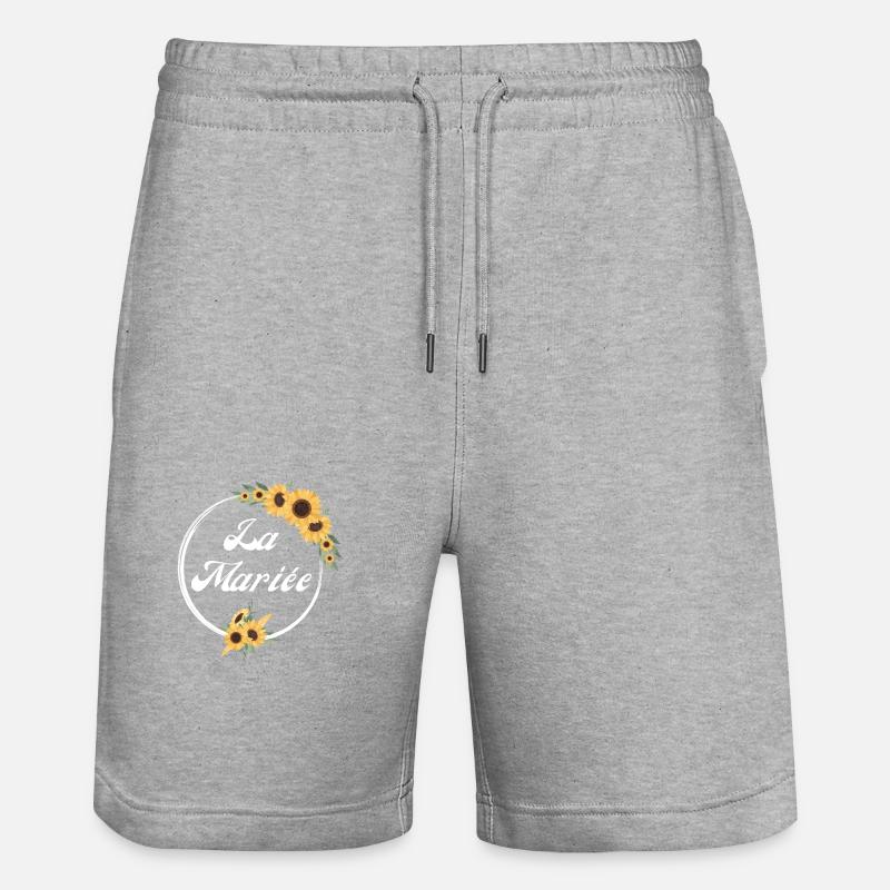 Die Sonnenblume Blumenbraut - Braut Geschenkidee - Stanley/Stella Unisex Bio Joggingshorts Trainer - Grau meliert
