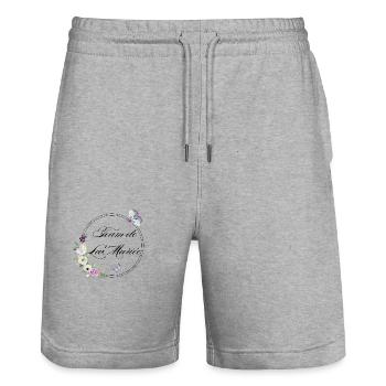Team der Braut Schmetterling - Junggesellinnenabschied Geschenkidee - Stanley/Stella Unisex Bio Joggingshorts Trainer  - Grau meliert - Vorne - Nik (191cm) & Marisol (170cm)
