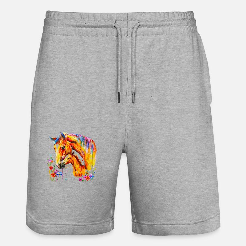 Cheval avec son poulain - Short de jogging bio TRAINER Stanley/Stella unisexe - gris chiné