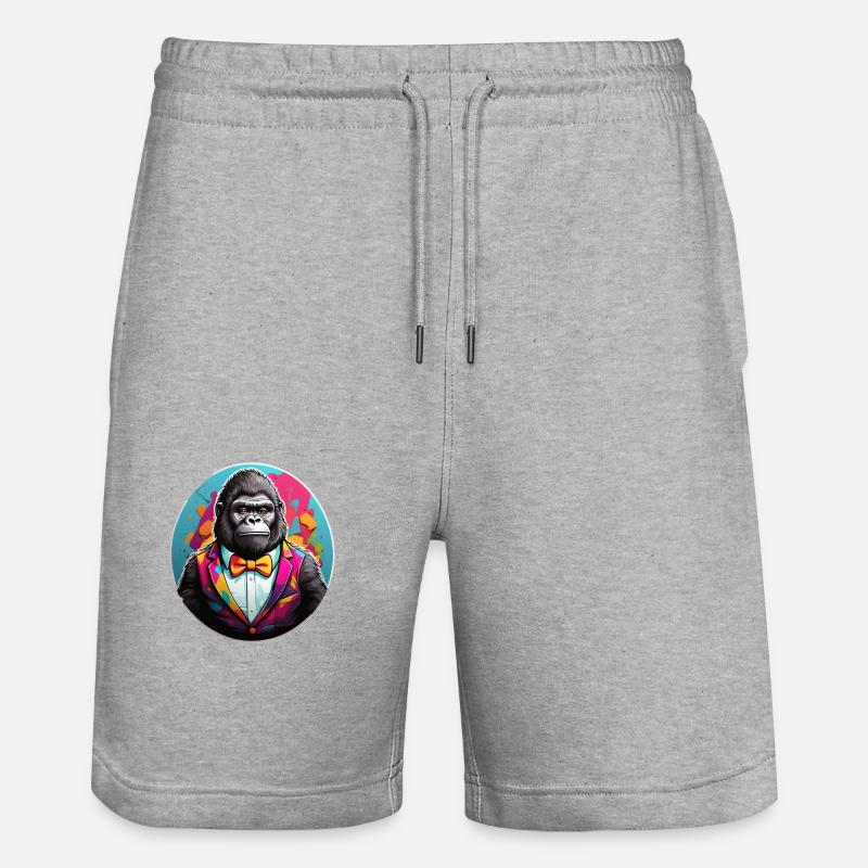 Gorille comique drôle - Short de jogging bio TRAINER Stanley/Stella unisexe - gris chiné