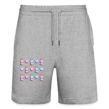 Herzen mit vielen Lieben Hasen. - Stanley/Stella Unisex Bio Joggingshorts Trainer  - Grau meliert - Vorne - Nik (191cm) & Marisol (170cm)