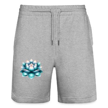 Serene Lotus Flower - Stanley/Stella Trainer Unisex Organic Jogging Shorts - heather grey - Front - Nik (191cm) & Marisol (170cm)