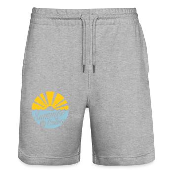 summer is calling white - Stanley/Stella Trainer Unisex Organic Jogging Shorts - heather grey - Front - Nik (191cm) & Marisol (170cm)