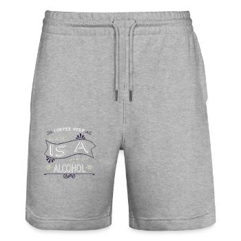 cappuccino citation cadeau mug blague matin bureau - Short de jogging bio TRAINER Stanley/Stella unisexe - gris chiné - Devant - Nik (191cm) & Marisol (170cm)