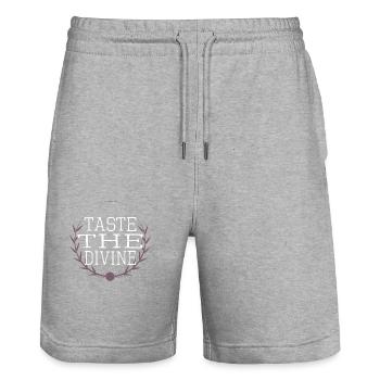 Délicieuses saveurs cadeau idée cadeau anniversaire - Short de jogging bio TRAINER Stanley/Stella unisexe - gris chiné - Devant - Nik (191cm) & Marisol (170cm)