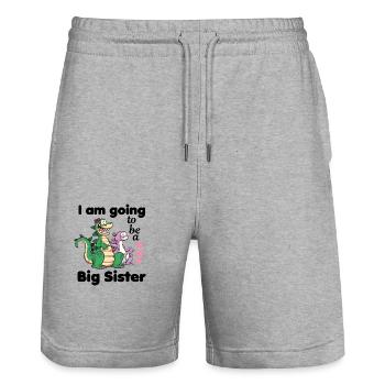 Ich werde eine große Schwester sein Cartoon - Stanley/Stella Unisex Bio Joggingshorts Trainer  - Grau meliert - Vorne - Nik (191cm) & Marisol (170cm)