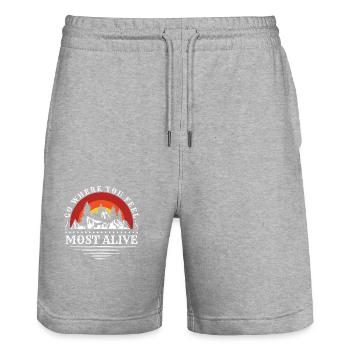 Bergsteigen Berge Hobby Gebirge - Stanley/Stella Unisex Bio Joggingshorts Trainer  - Grau meliert - Vorne - Nik (191cm) & Marisol (170cm)