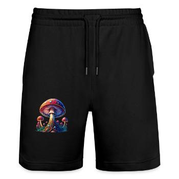 MUSHROOM - Stanley/Stella Trainer Unisex Organic Jogging Shorts - black - Front - Nik (191cm) & Marisol (170cm)