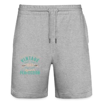 Vintage 1947 - 1947 Birthday Gift - Stanley/Stella Trainer Unisex Organic Jogging Shorts - heather grey - Front - Nik (191cm) & Marisol (170cm)
