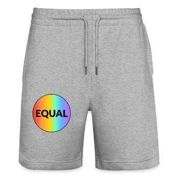 EQUAL - Regenbogen Gay Pride - Stanley/Stella Unisex Bio Joggingshorts Trainer  - Grau meliert - Vorne - Nik (191cm) & Marisol (170cm)