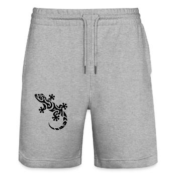 Mignon petit gecko dans le style de tatouage tribal - Short de jogging bio TRAINER Stanley/Stella unisexe - gris chiné - Devant - Nik (191cm) & Marisol (170cm)