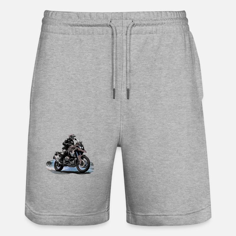 Biker auf grauen Motorrad - Stanley/Stella Unisex Bio Joggingshorts Trainer  - Grau meliert