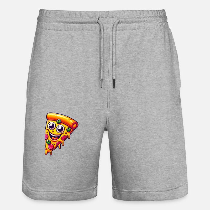 Visage de pizza heureux - Short de jogging bio TRAINER Stanley/Stella unisexe - gris chiné