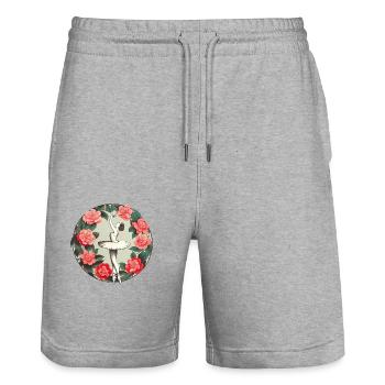 Ballerine - Short de jogging bio TRAINER Stanley/Stella unisexe - gris chiné - Devant - Nik (191cm) & Marisol (170cm)