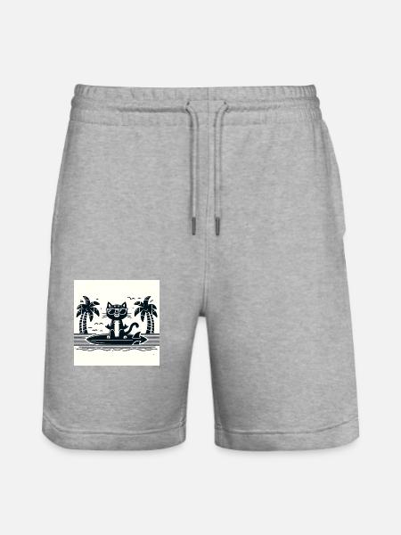 Gato Loco Surfen Kat Hang Vakantie Surf Kat - Stanley/Stella uniseks bio-joggingshorts Mover - grijs gemêleerd