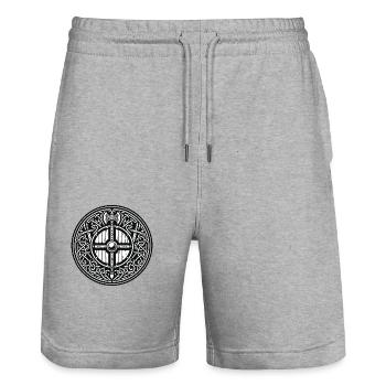 Ancient Viking Symbols Celtic Gaelic Version 3 - Stanley/Stella Trainer Unisex Organic Jogging Shorts - heather grey - Front - Nik (191cm) & Marisol (170cm)