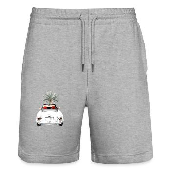 Cabriolet en été avec le plaisir de conduire Palme Cabriolet - Short de jogging bio TRAINER Stanley/Stella unisexe - gris chiné - Devant - Nik (191cm) & Marisol (170cm)