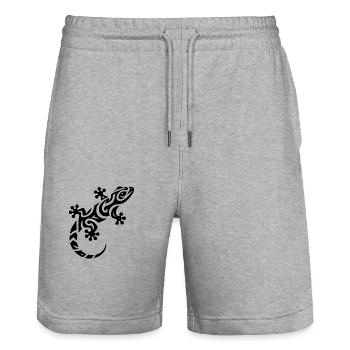 Petit gecko mignon dans le style de tatouage tribal - Short de jogging bio TRAINER Stanley/Stella unisexe - gris chiné - Devant - Nik (191cm) & Marisol (170cm)