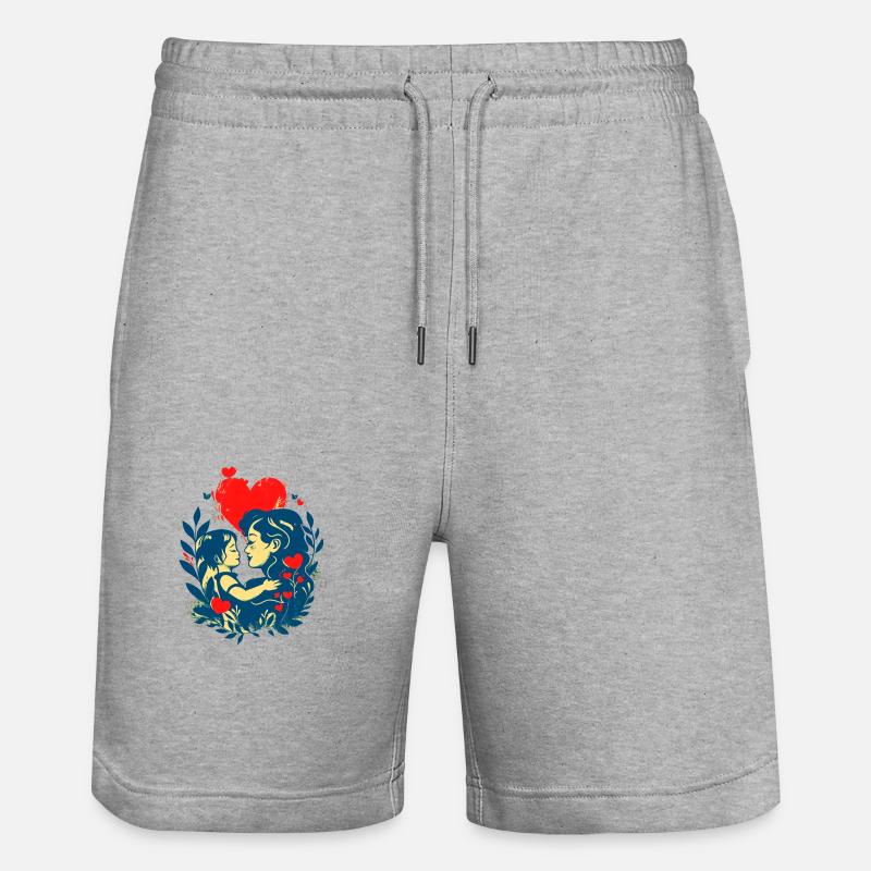 Mutter und Kind im Angesicht - Stanley/Stella Unisex Bio Joggingshorts Trainer  - Grau meliert