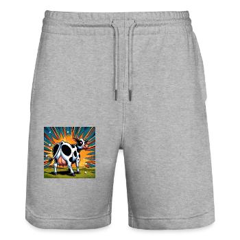 Kuh von hinten - Stanley/Stella Unisex Bio Joggingshorts Trainer  - Grau meliert - Vorne - Nik (191cm) & Marisol (170cm)