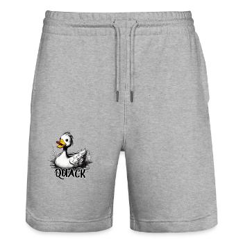 Canard en caoutchouc / Canard en caoutchouc / Eau / Baignoire - Short de jogging bio TRAINER Stanley/Stella unisexe - gris chiné - Devant - Nik (191cm) & Marisol (170cm)