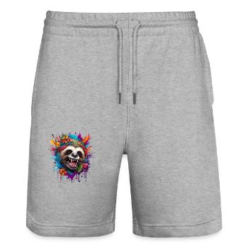 Tattoo / Animal / Art / Cool / Comic / Sloth - Stanley/Stella Trainer Unisex Organic Jogging Shorts - heather grey - Front - Nik (191cm) & Marisol (170cm)