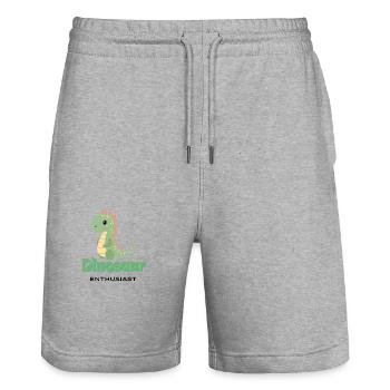 Dinosaur Enthusiast - Stanley/Stella Unisex Bio Joggingshorts Trainer  - Grau meliert - Vorne - Nik (191cm) & Marisol (170cm)