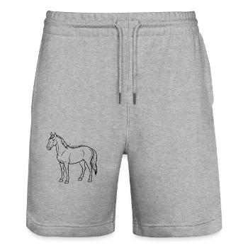 Pferd i ride horses - Stanley/Stella Unisex Bio Joggingshorts Trainer  - Grau meliert - Vorne - Nik (191cm) & Marisol (170cm)