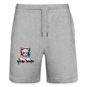 Kopfhörer / Audio / Musik / Klang / cool - Stanley/Stella Unisex Bio Joggingshorts Trainer  - Grau meliert - Vorne - Nik (191cm) & Marisol (170cm)