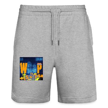 "WRAP & SKIP" Design von ALLEYHOP - Stanley/Stella Unisex Bio Joggingshorts Trainer  - Grau meliert - Vorne - Nik (191cm) & Marisol (170cm)