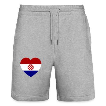 Das Liebesherz für Kroation - Stanley/Stella Unisex Bio Joggingshorts Trainer  - Grau meliert - Vorne - Nik (191cm) & Marisol (170cm)