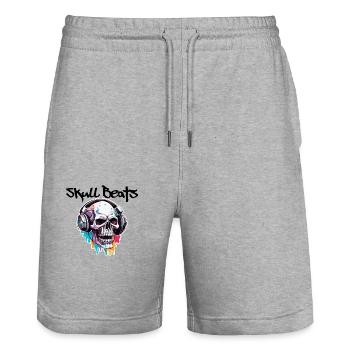 Headphones / Audio / Music / Sound / Cool - Stanley/Stella Trainer Unisex Organic Jogging Shorts - heather grey - Front - Nik (191cm) & Marisol (170cm)