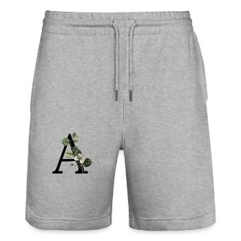 Buchstabe A Grüne Botanik - Stanley/Stella Unisex Bio Joggingshorts Trainer  - Grau meliert - Vorne - Nik (191cm) & Marisol (170cm)