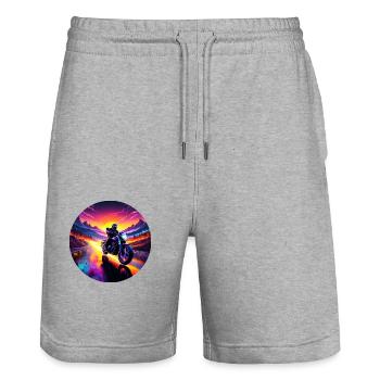 Lever de soleil moto - Short de jogging bio TRAINER Stanley/Stella unisexe - gris chiné - Devant - Nik (191cm) & Marisol (170cm)