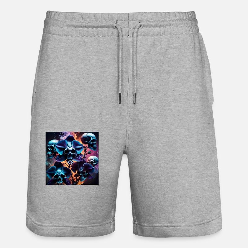 Skull Orchidee - Stanley/Stella Unisex Bio Joggingshorts Trainer  - Grau meliert
