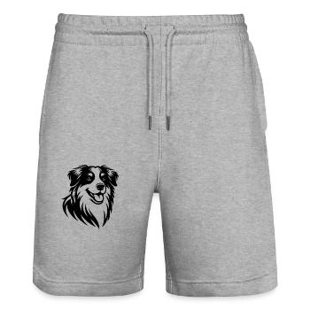 Süsser Australian Shepherd Hunde Porträt - Stanley/Stella Unisex Bio Joggingshorts Trainer  - Grau meliert - Vorne - Nik (191cm) & Marisol (170cm)